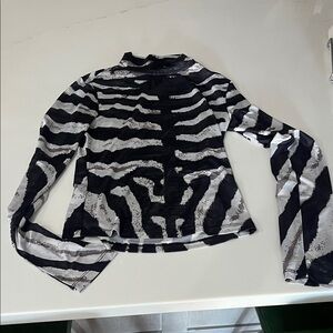 AKIRA Black and White Zebra Print Blouse